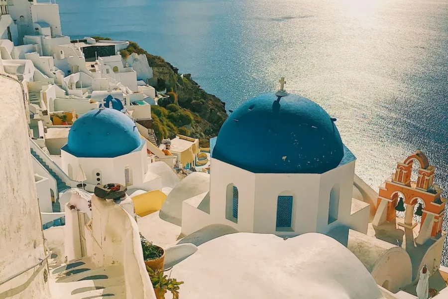 Escalier à Santorin, Grèce