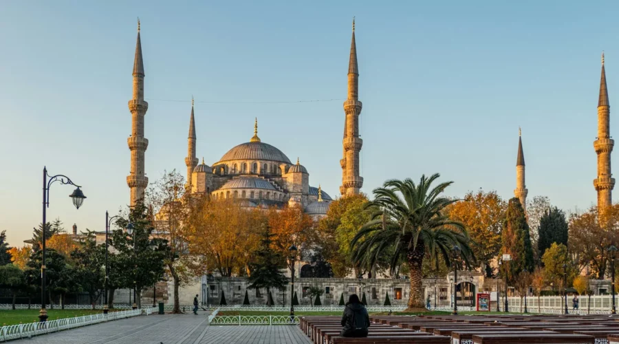 Paysage de la mosquée bleue à Istanbul