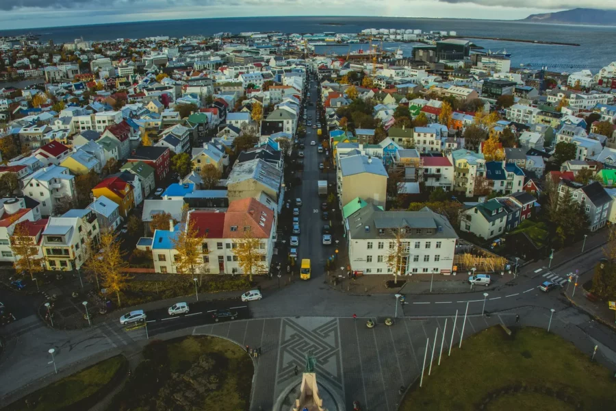 Vue aérienne de Reykjavik