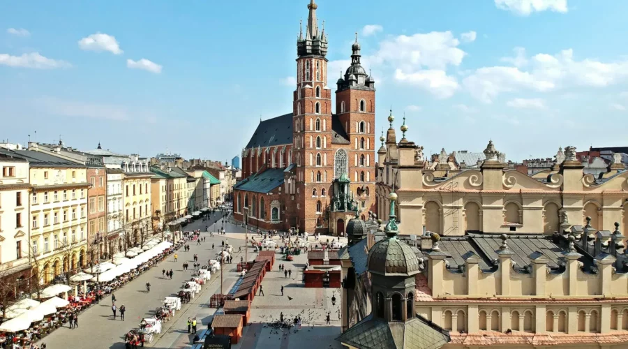 Image de la Grande Place de Cracovie, Pologne.