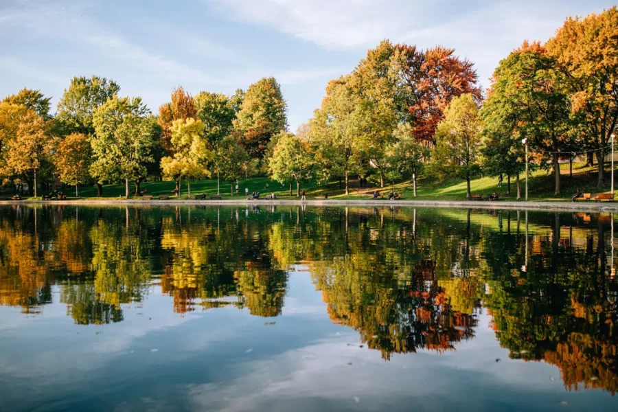 Parc avec lac à Montréal
