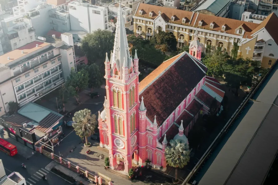 Église du Sacré-Cœur de Tan Dinh à Saigon, Vietnam - Vue du Ciel