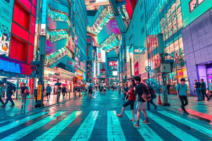 Quartier animé de Tokyo, Japon