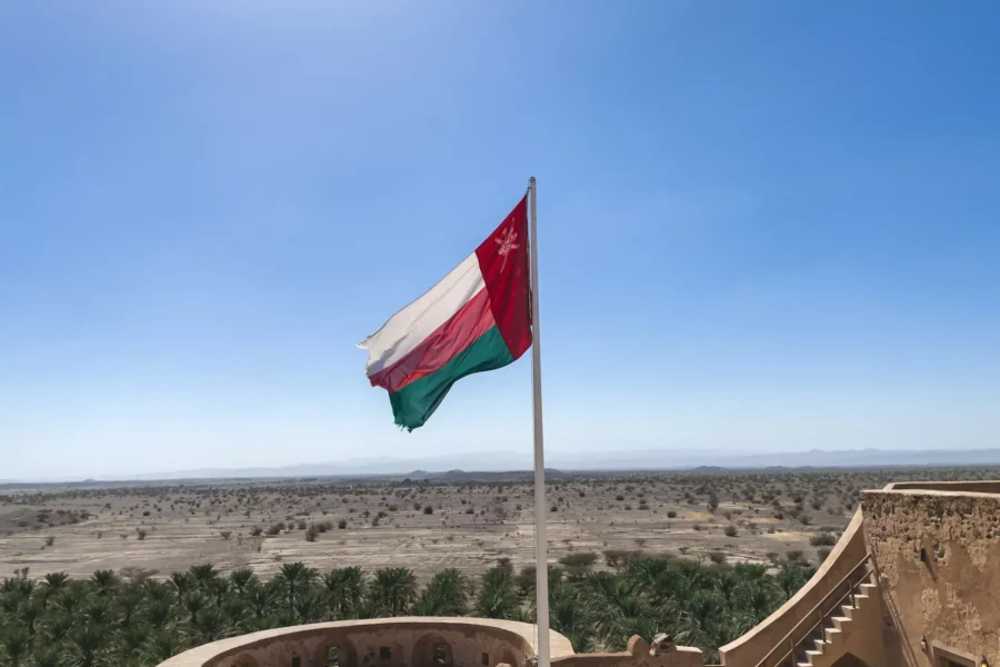 Vue panoramique depuis le château de Jabreen à Bahla, Oman