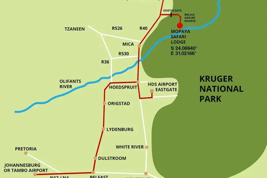 Carte du parc Kruger