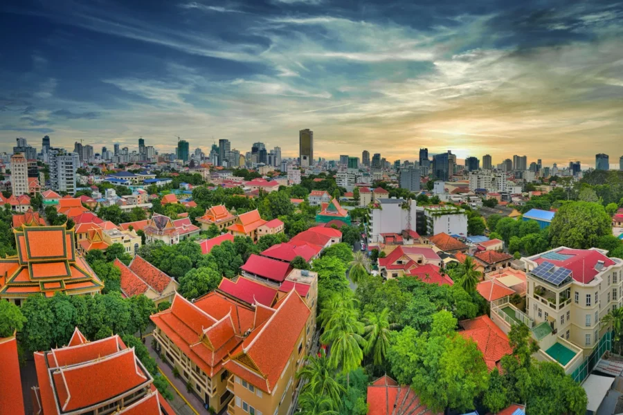 Panorama aérien de Phnom Penh, Cambodge